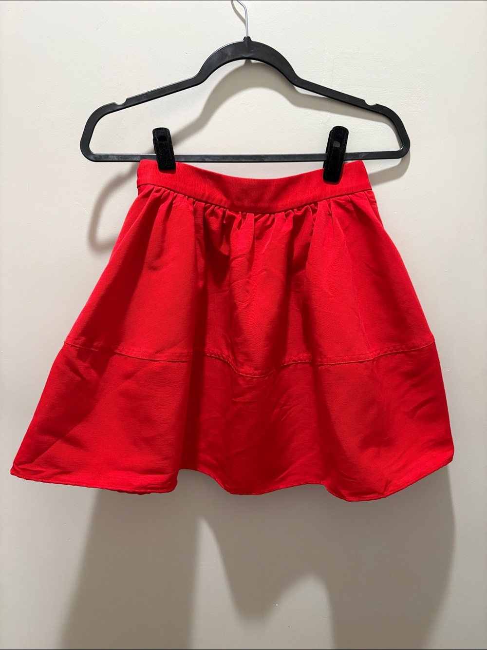 Red Women's Flared Skirt with Pockets